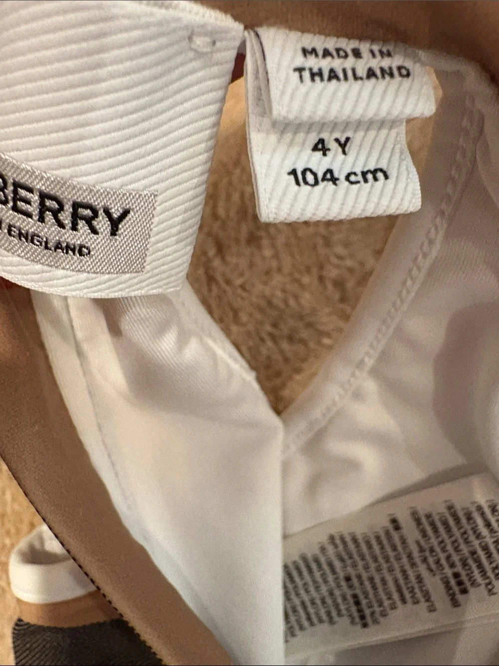 Burberry Beige, Black & Red Plaid Swim Top with White Trim